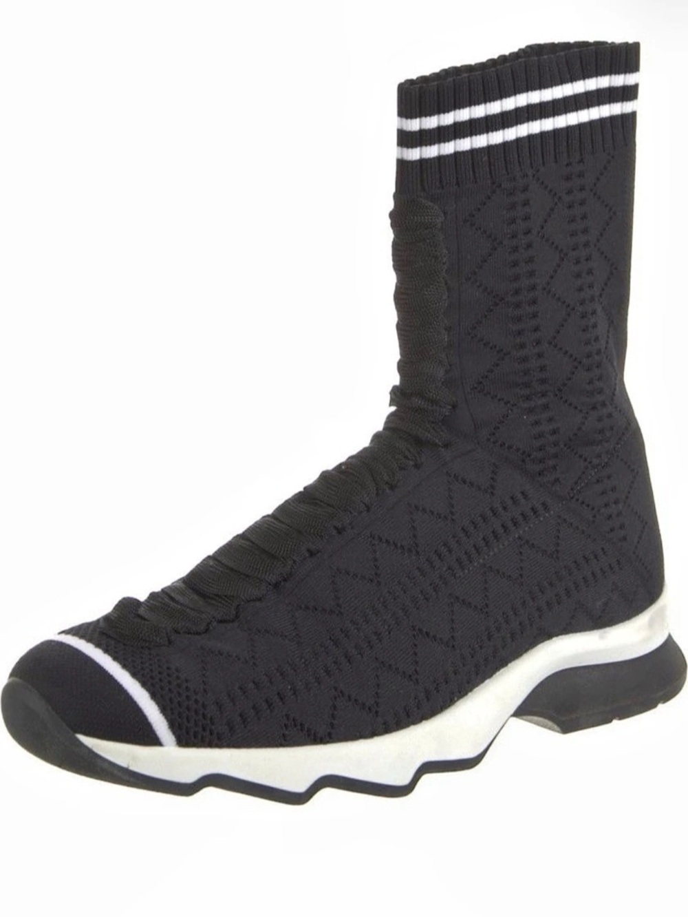 Fendi Knit Sock Sneakers in Black & White Like New